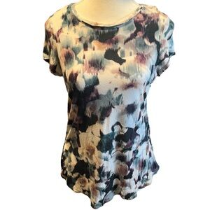 Simply Vera‎ Vera Wang Multicolor Abstract Short Sleeve Top Women's XS Casual